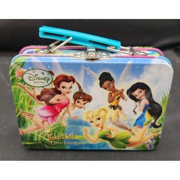 Disney Mini Tin Lunch Box Co Tinkerbell and Friends 3 1/4 x 4 1/4 x 1 1/2 Empty - Picture 1 of 7